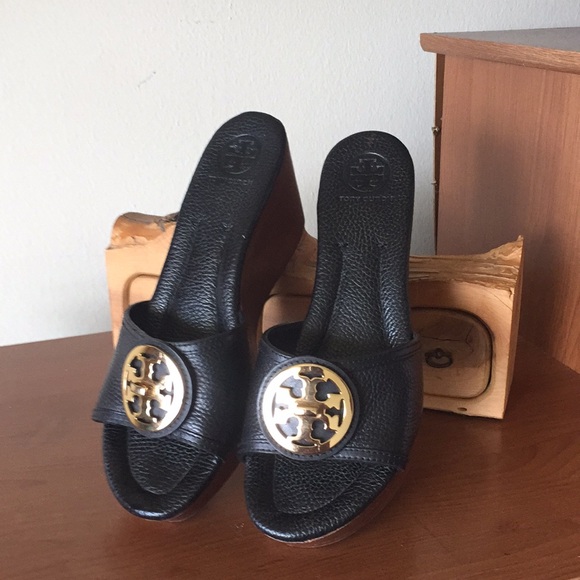 Tory Burch Shoes - Tory Burch Selma Logo Wedge Slide